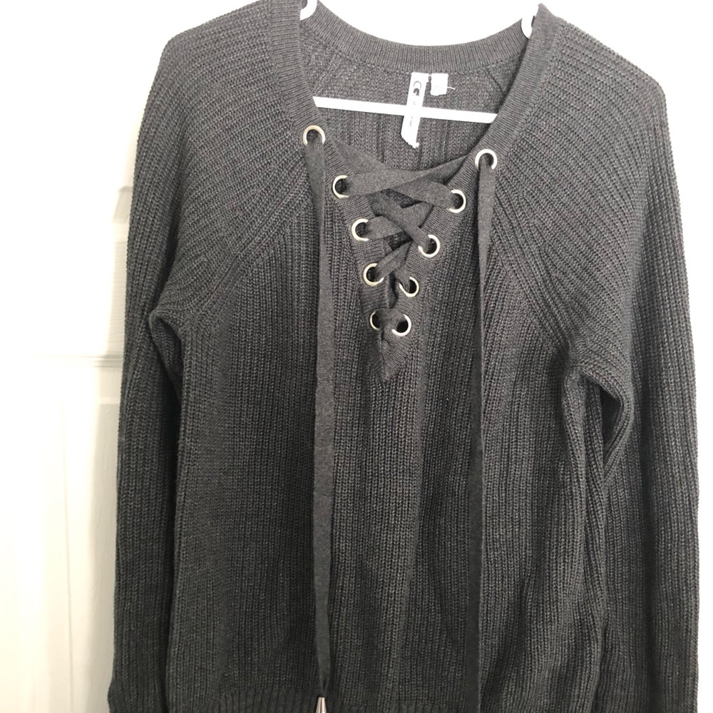 Grey criss-cross sweater